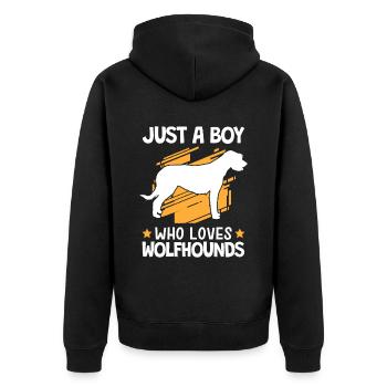 Garçon le lévrier irlandais aime Wolfhound - Veste à capuche bio Premium Unisexe - noir - Dos - Nico (187cm)