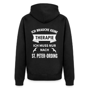 Sankt Peter Ording Nordsee Urlaub Idee - Unisex Premium Bio Zip Hoodie - Schwarz - Hinten - Nico (187cm)