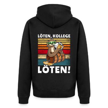 Bier Saufen Faultier Saufsprüche - Unisex Premium Bio Zip Hoodie - Schwarz - Hinten - Nico (187cm)