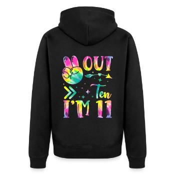 Peace Out Ten I'm 11 Tie Dye Geburtstag - Unisex Premium Bio Zip Hoodie - Schwarz - Hinten - Nico (187cm)