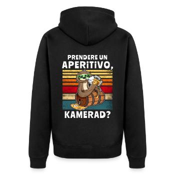 Bier Saufen Faultier Saufsprüche - Unisex Premium Bio Zip Hoodie - Schwarz - Hinten - Nico (187cm)
