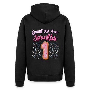 Donut Lose Your Sprinkles 1. Geburtstag | Donut - Unisex Premium Bio Zip Hoodie - Schwarz - Hinten - Nico (187cm)