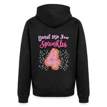 Donut Lose Your Sprinkles 4. Geburtstag | Donut - Unisex Premium Bio Zip Hoodie - Schwarz - Hinten - Nico (187cm)
