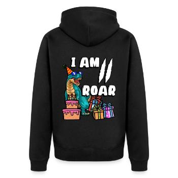Je suis 2 Roar | Chemise d’anniversaire de dinosaure | - Veste à capuche bio Premium Unisexe - noir - Dos - Nico (187cm)