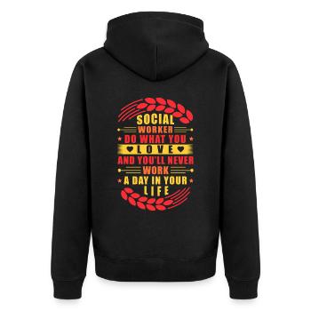 School Social Work Month - Unisex Premium Organic Zip Hoodie - black - Back - Nico (187cm)