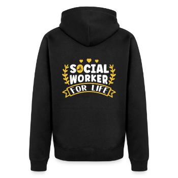 School Social Work Month Hands - Unisex Premium Organic Zip Hoodie - black - Back - Nico (187cm)