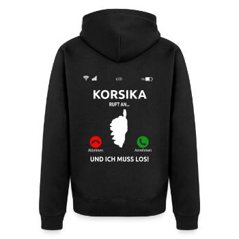 Korsika Urlaub Corsica Corse Idee - Unisex Premium Bio Zip Hoodie - Schwarz - Hinten - Nico (187cm)
