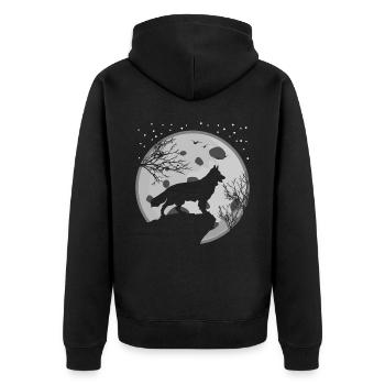 White Shepherd Moon Shepherd Dogs - Unisex Premium Organic Zip Hoodie - black - Back - Nico (187cm)