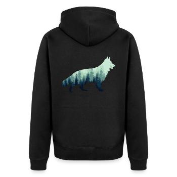 White Shepherd Forest Shepherd Dogs - Unisex Premium Organic Zip Hoodie - black - Back - Nico (187cm)