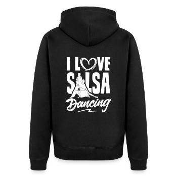 Ich Liebe Salsa Tanzen Hobby Tanz Tänzer - Unisex Premium Bio Zip Hoodie - Schwarz - Hinten - Nico (187cm)