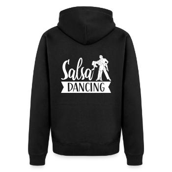 Salsa Tanzen Hobby Tanz Tänzer - Unisex Premium Bio Zip Hoodie - Schwarz - Hinten - Nico (187cm)