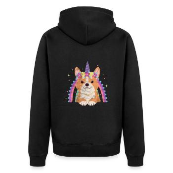 Welsh Corgi Dog Dog Dog Race Cadeau - Veste à capuche bio Premium Unisexe - noir - Dos - Nico (187cm)