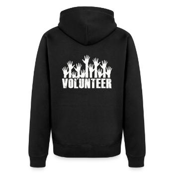 Voluntary volunteering Volunteer - Unisex Premium Organic Zip Hoodie - black - Back - Nico (187cm)