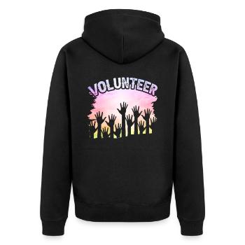 Voluntary volunteering Volunteer - Unisex Premium Organic Zip Hoodie - black - Back - Nico (187cm)