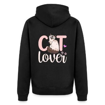 Cat Lovers Cat Cute Cats Pet - Unisex Premium Organic Zip Hoodie - black - Back - Nico (187cm)