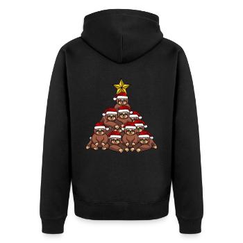 Sloth Christmas Tree - Unisex Premium Organic Zip Hoodie - black - Back - Nico (187cm)