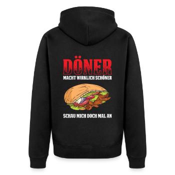 Döner Macht Wirklich Schöner Schau Mich Doch Mal A - Unisex Premium Bio Zip Hoodie - Schwarz - Hinten - Nico (187cm)