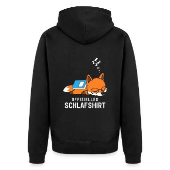 Offizielles Schlafshirt Schlafanzug Fuchs mit Buch - Unisex Premium Bio Zip Hoodie - Schwarz - Hinten - Nico (187cm)