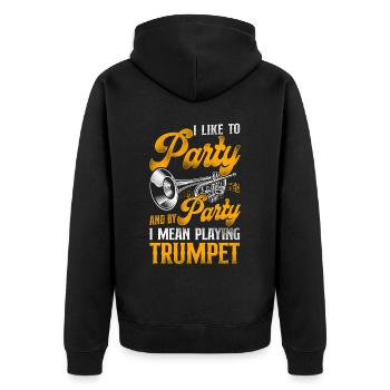 Trumpet Player Vintage I Like To - Unisex Premium Bio Zip Hoodie - Schwarz - Hinten - Nico (187cm)
