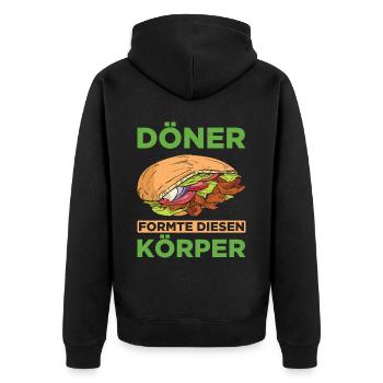 Döner Formte Diesen Körper Döner Kebab Geschenk - Unisex Premium Bio Zip Hoodie - Schwarz - Hinten - Nico (187cm)