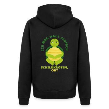 Schildkröte Tier Liebe - Unisex Premium Bio Zip Hoodie - Schwarz - Hinten - Nico (187cm)