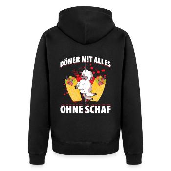 Döner Mittel Alles Ohne Schaf Döner Kebab Geschenk - Unisex Premium Bio Zip Hoodie - Schwarz - Hinten - Nico (187cm)