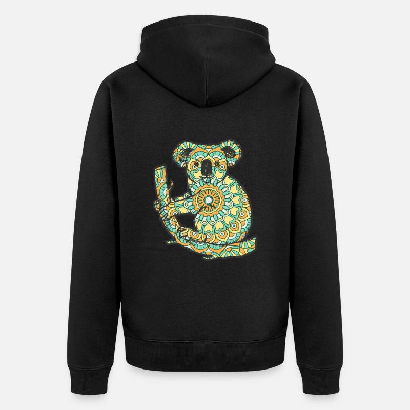 Motif géométrique Mandala Koala - Veste à capuche bio Premium Unisexe - noir