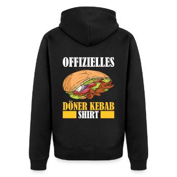 Offizielles Döner Kebab Shirt Döner Kebab Geschenk - Unisex Premium Bio Zip Hoodie - Schwarz - Hinten - Nico (187cm)