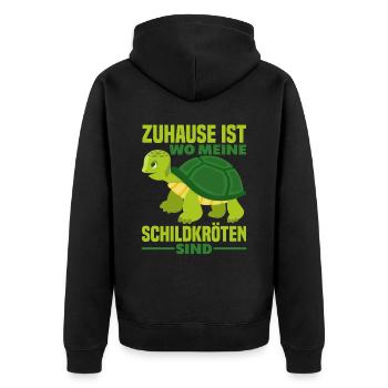 Schildkröte Spruch Haustier - Unisex Premium Bio Zip Hoodie - Schwarz - Hinten - Nico (187cm)