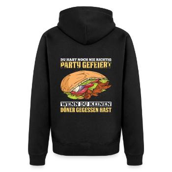 Du Hast Noch Nie Richtig Party Gefeiert Wenn Du Ke - Unisex Premium Bio Zip Hoodie - Schwarz - Hinten - Nico (187cm)