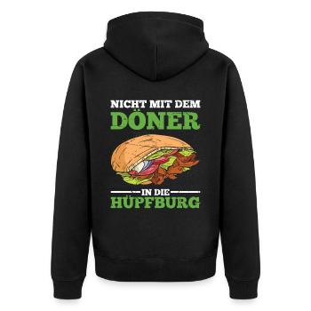 Nicht Mit Dem Döner In Die Hüpfburg Döner Kebab Ge - Unisex Premium Bio Zip Hoodie - Schwarz - Hinten - Nico (187cm)