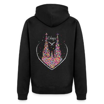 Cologne Kölner Dom Karneval Konfetti Kostümersatz - Unisex Premium Bio Zip Hoodie - Schwarz - Hinten - Nico (187cm)