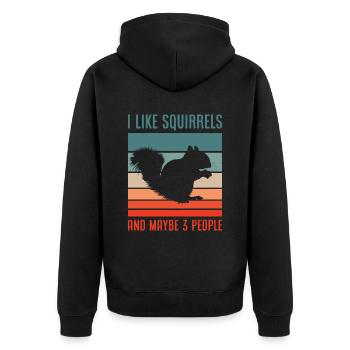 Retro Squirrel Rodent Gift - Unisex Premium Organic Zip Hoodie - black - Back - Nico (187cm)