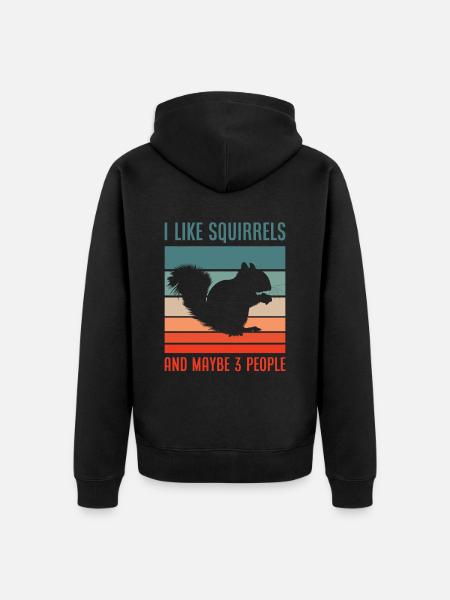 Retro Squirrel Rodent Gift - Unisex Premium Organic Zip Hoodie - black