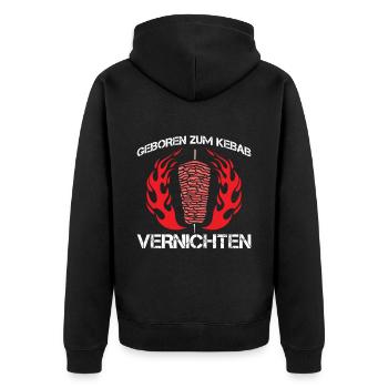 Geboren Zum Kebab Vernichten Döner Kebab Geschenk - Unisex Premium Bio Zip Hoodie - Schwarz - Hinten - Nico (187cm)