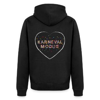 Karneval Modus Fasching Konfetti Karnevalist - Unisex Premium Bio Zip Hoodie - Schwarz - Hinten - Nico (187cm)
