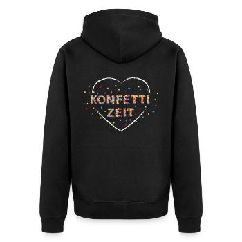 Karneval Fasching Konfetti 5. Jahreszeit Geschenk - Unisex Premium Bio Zip Hoodie - Schwarz - Hinten - Nico (187cm)