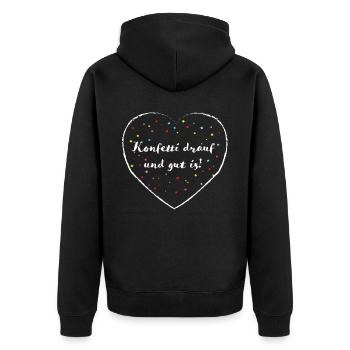 Konfetti Karneval Fasching 5. Jahreszeit Geschenk - Unisex Premium Bio Zip Hoodie - Schwarz - Hinten - Nico (187cm)