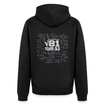 Square Root of 81 Math Nerd 9th Birthday - Unisex Premium Organic Zip Hoodie - black - Back - Nico (187cm)