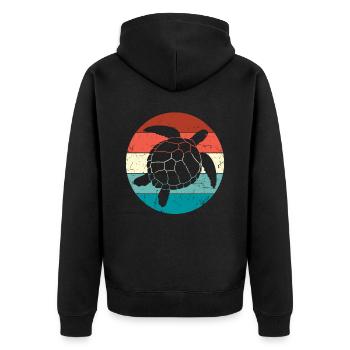 Tortue rétro - Veste à capuche bio Premium Unisexe - noir - Dos - Nico (187cm)