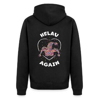 Helau again Karneval Fasching Narr Narrenkappe - Unisex Premium Bio Zip Hoodie - Schwarz - Hinten - Nico (187cm)