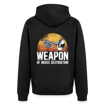 Trumpet Player Pun Vintage Retro - Unisex Premium Bio Zip Hoodie - Schwarz - Hinten - Nico (187cm)
