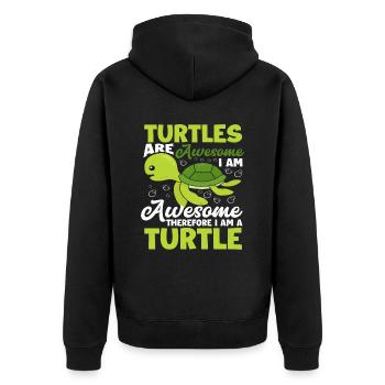 Schildkröte Lustiger Schildkröten Spruch - Unisex Premium Bio Zip Hoodie - Schwarz - Hinten - Nico (187cm)