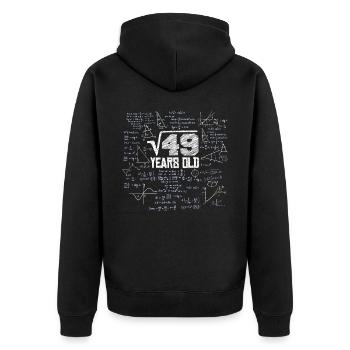 Square Root of 49 Math Nerd 7th Birthday - Unisex Premium Organic Zip Hoodie - black - Back - Nico (187cm)