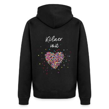 Kölner Köln Karneval Jeck Cologne Colonia Narr - Unisex Premium Bio Zip Hoodie - Schwarz - Hinten - Nico (187cm)