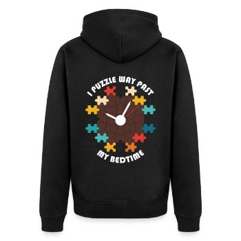 Lustiges Puzzle Design - Unisex Premium Bio Zip Hoodie - Schwarz - Hinten - Nico (187cm)