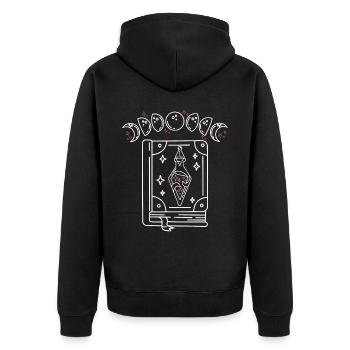 Hexenzauber Buch Hexenpotion Mondphasen - Unisex Premium Bio Zip Hoodie - Schwarz - Hinten - Nico (187cm)