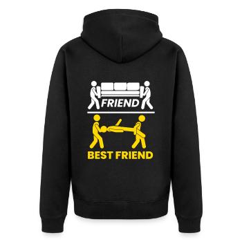 Best Friend Sofa Freundschaft - Unisex Premium Bio Zip Hoodie - Schwarz - Hinten - Nico (187cm)
