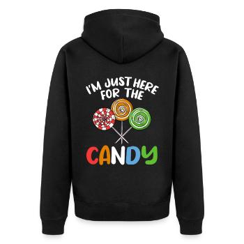Ich bin nur hier für das Candy Lollipop Halloween - Unisex Premium Bio Zip Hoodie - Schwarz - Hinten - Nico (187cm)