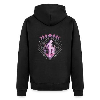 Vaporwave Weltall Rope Jumping - Unisex Premium Bio Zip Hoodie - Schwarz - Hinten - Nico (187cm)